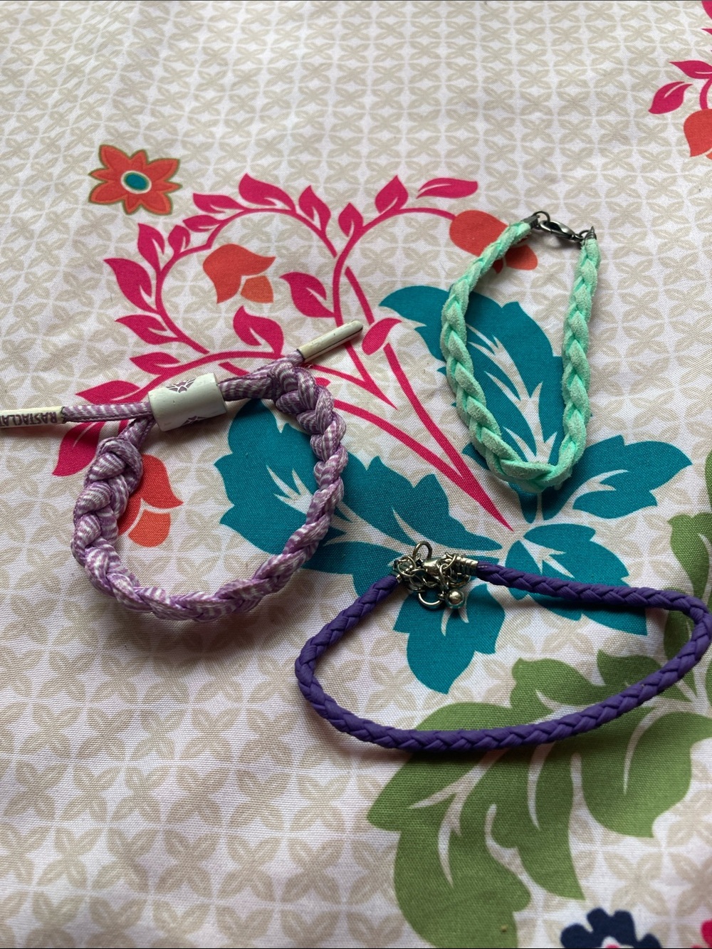 Braided Bracelet Set with 1 Rastaclat Bracelet Bundle - Lavender, Purple & Mint